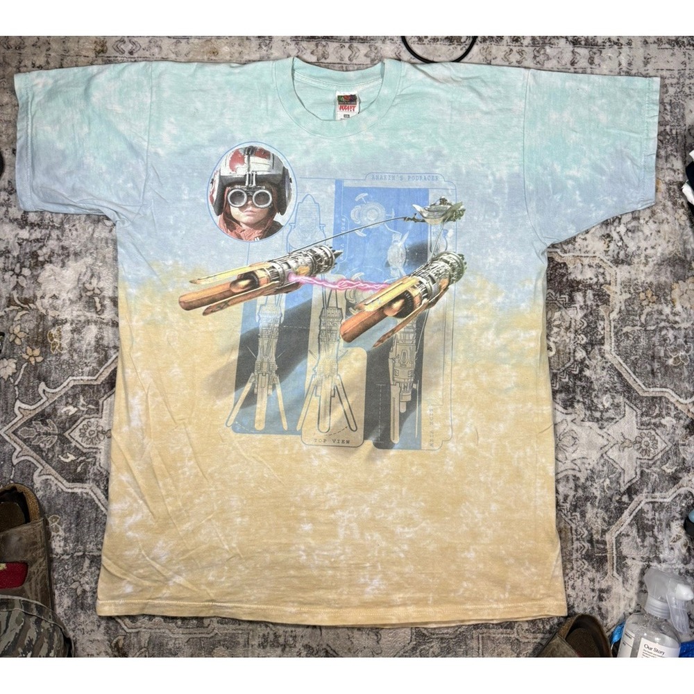 Vintage Star Wars Anakin's Podracer Tie Dye T-Shirt FOTL XL